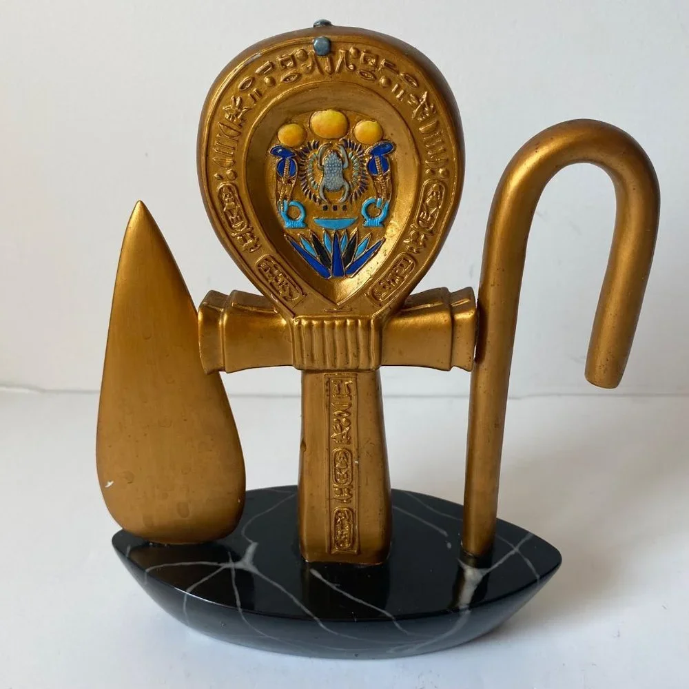 Summit Collection Golden Ankh Key of Life Egyptian decor scarab cobras signed RE